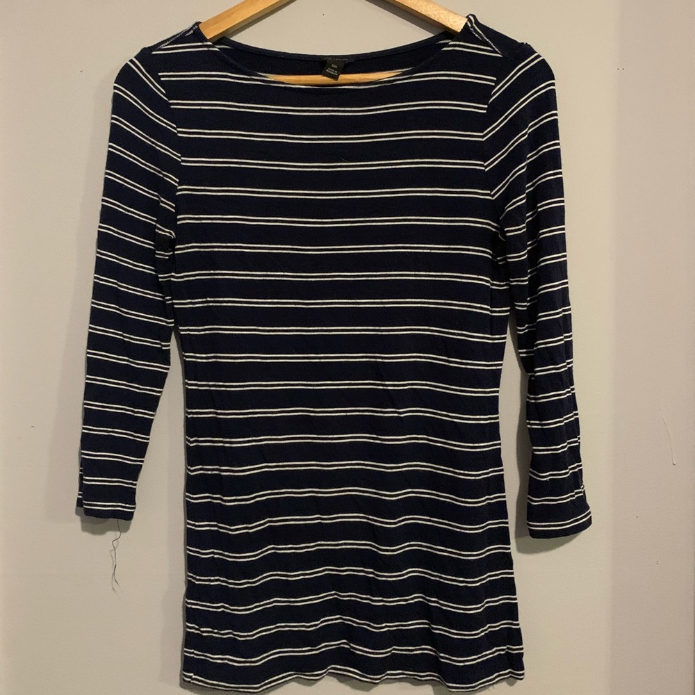 Ann Taylor navy and white striped top